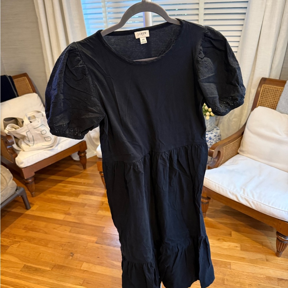 Jcrew Black Puff sleeve dress